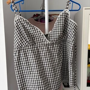 Checkered Black and White Women's Top